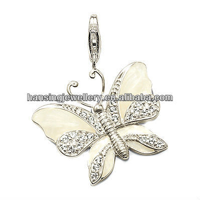 Hot wholesale silver crystal butterfly charm