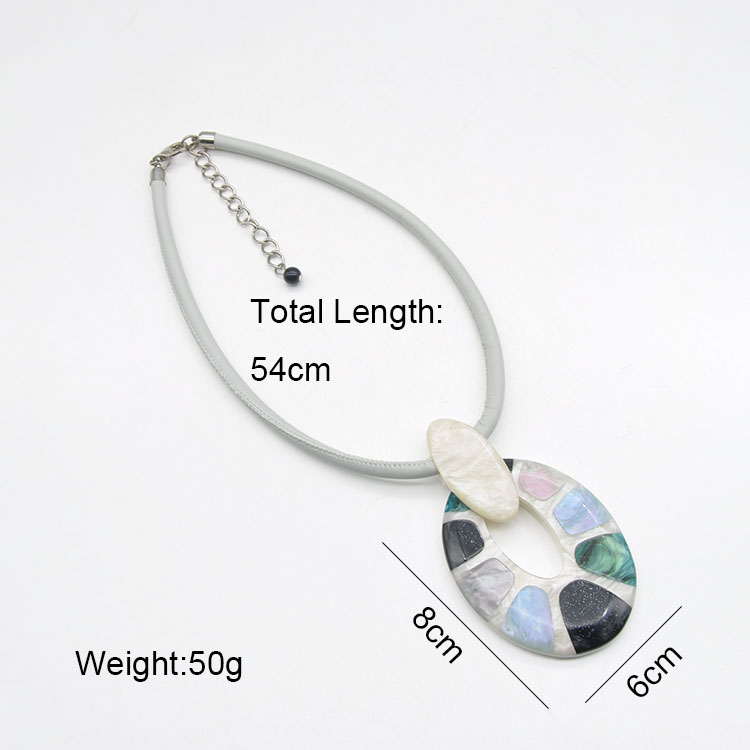 Custom colorful acrylic inlaid structure girl jewelry oval shape shiny trendy cute necklace