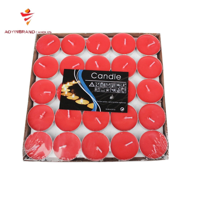 Wholesale Round Shape Red Color Scented Tealight Candles with Rose Fragrance