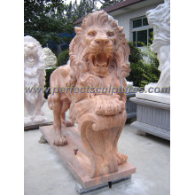 Escultura de pedra mármore leão estátua animal para escultura de jardim (SY-D055)