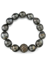 Cool Black Large Bead Bracelet 1224-B