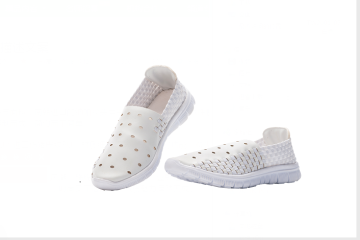 White Women's Woven Microfiber Shoes