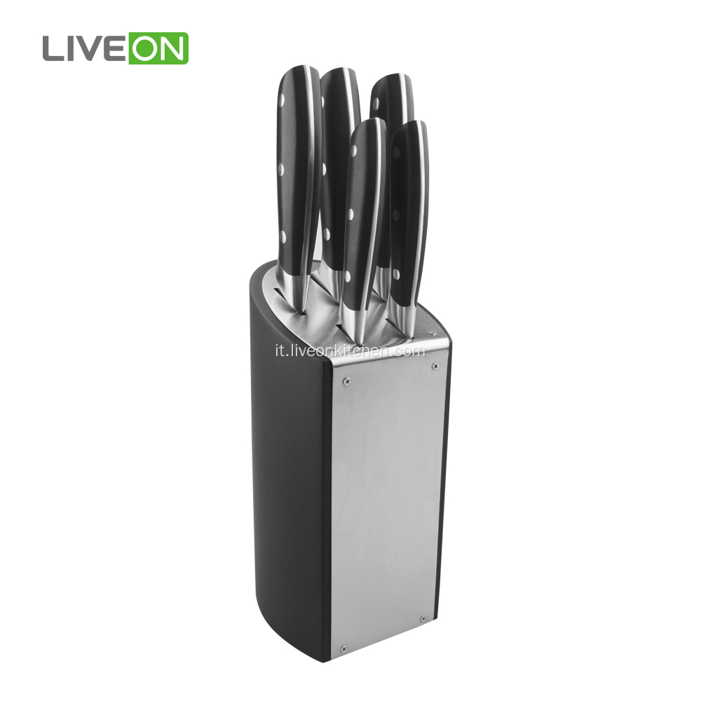 Set di coltelli in acciaio inox da 5 pezzi con blocco