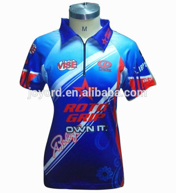 dye sublimation dry fit bowling shirt for women