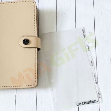Custom A6 Personal Translucent Script White Vellum Paper Laminated Agenda Planner Tab Divider