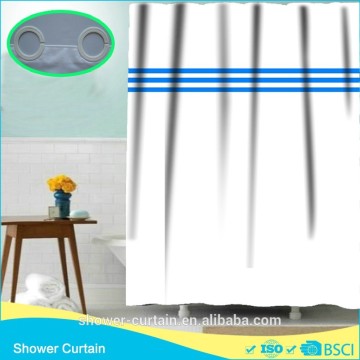 POLYESTER FABRIC PRINTING THREE BLUE STRIPES BATHROOM CURTAIN