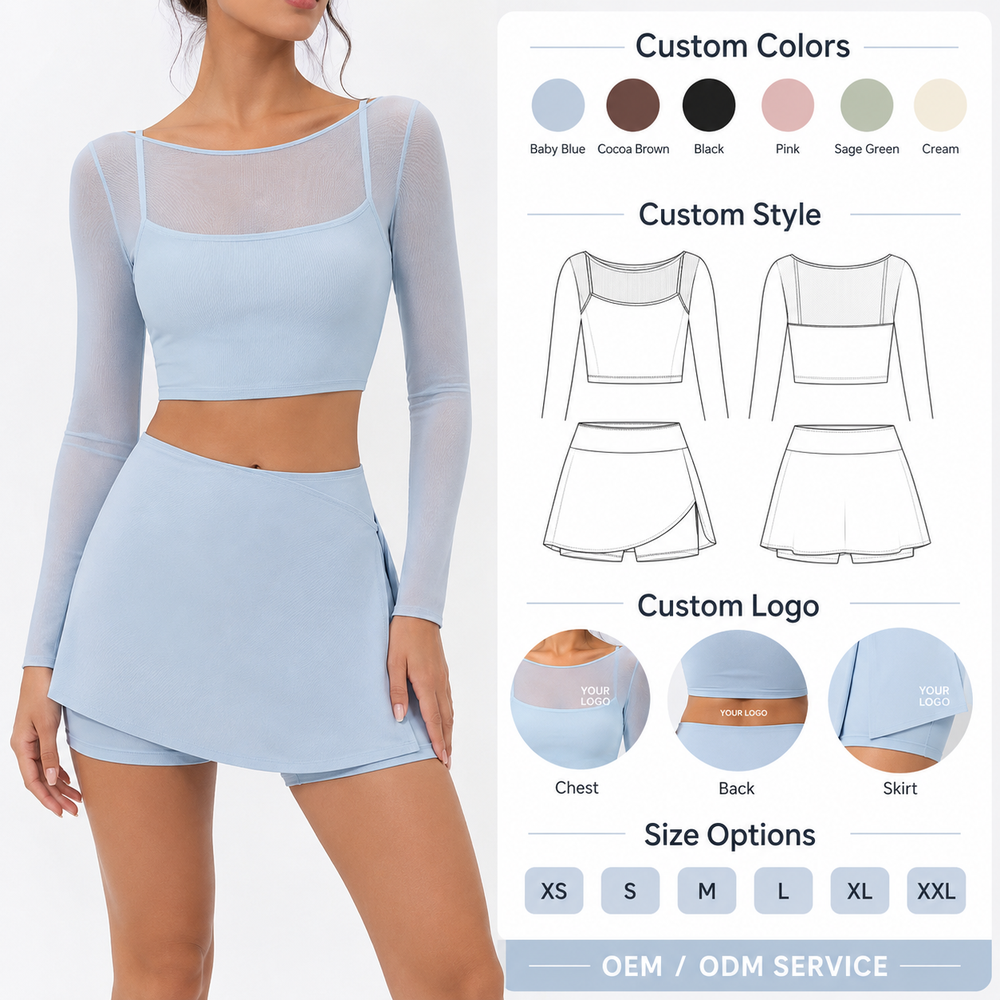 Женский комплект из 2 юбок, укороченный топ Women 2 Piece Skirt Set Crop Top