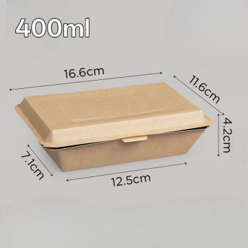 400ml Hinged‑Lid Kraft Paper Takeaway Container