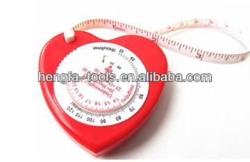Heartshaped Promotional tape measure, mini tape measure, promotional gift, plastic health tape measure, BMI tape measure