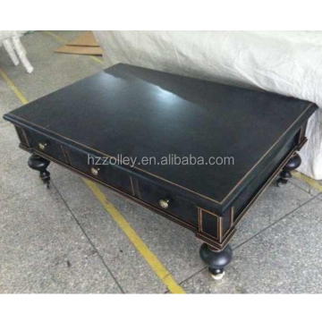 Solid Birch Living Room Wood Coffee Table with Wheels - Square Wood Coffee Table