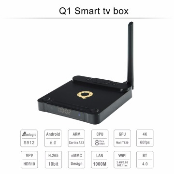 Q Box 2GB/16GB Amlogic S912 smart tv box Android 6.0 firmware update amlogic s905 q box android tv box