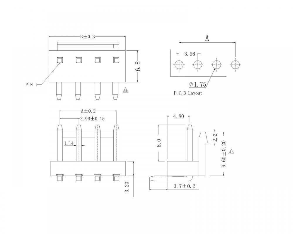 VH3.96MM 90 ° वेफर कनेक्टर श्रृंखला AW3961RP-NP