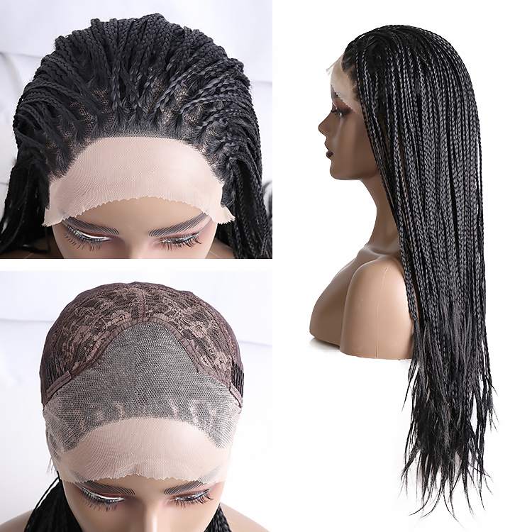 Julianna hair braided three-strand meches for dreadlocks faux locs braided wigs lace front custom logo box braided lace wigs