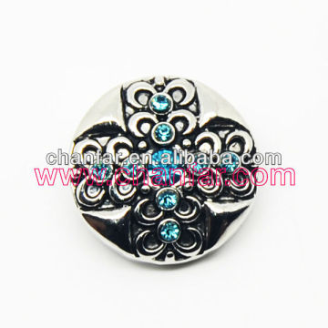 China Style Blue Crystal Metal Alloy Crystal Button Charms Jewelry