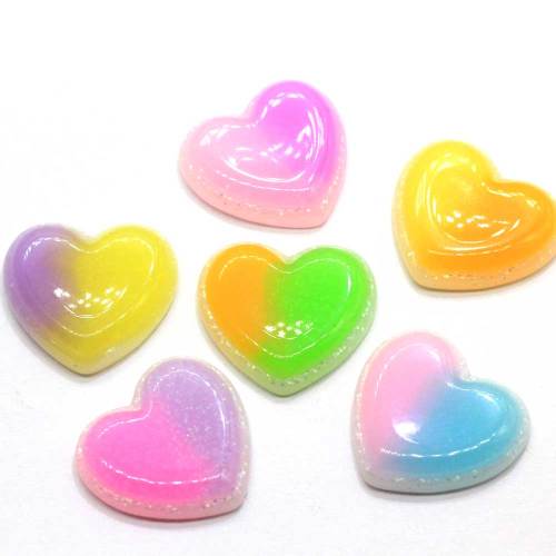 Nieuwe Mooie Tweekleurige Kleur Glitter Hart Hars Plaksteen Cabochons Versieringen Voor Telefoon Case Scrapbooking DIY Craft