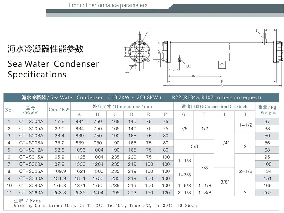 8 Tons High Efficiency Shell and Tube Seawater Heat Exchanger