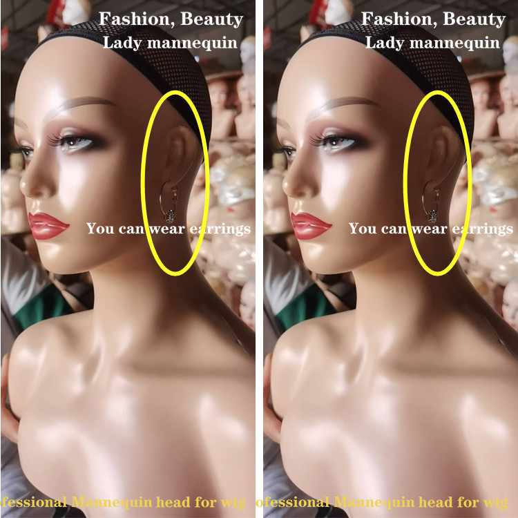 Julianna Black Female Smiling Wig Display Synthetic Hair Mannequin Head With Shoulder For Wig Display