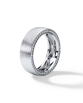 Platinum Brushed Diamond Edge Men's Wedding Band