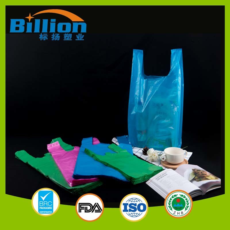 Zero Waste Produce HDPE Supermarket T Shirt Plastic Carrier Shopping Bags