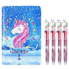 UNICORN NOTEBOOK WITH 4 PIECES MULTICOLOR PENS SET-0