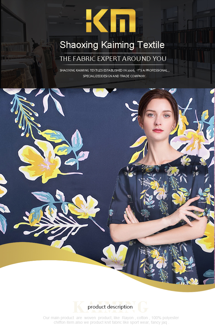 Customization Design High Quality Woven Moss Crepe Viscose Floral Rayon Custom Print Fabric,Dress Blouse Fabric