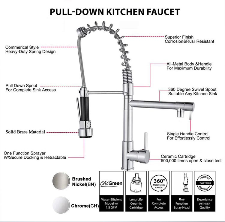 China Factory New Brass Single Lever Pull Out Kitchen Faucet For Sale