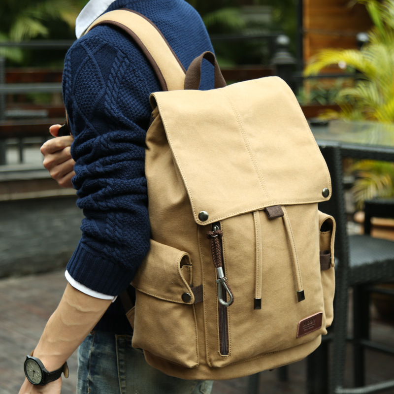 Large leisure outdoor business hiking bags backpacks carry on travel computer vintage canvas backpack
