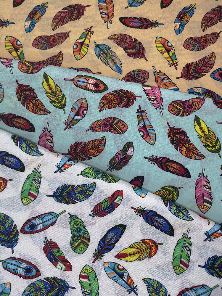 Feather Polyester Bubble Crepe Printing Fabric