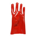 Sarung tangan merah dicelupkan ke dalam kain flanel karet 27cm