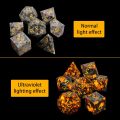 Pure Natural Gemstone Crystal Dice, Handmade Real Natural Stone DND RPG Polyhedral Dice Set of 7pcs