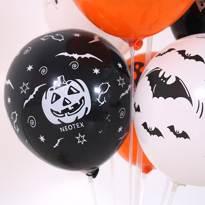 12Inch Halloween Balloon Halloween Decoration Supplies Layout Five Printing Top Side Pumpkin Rubber Balloons