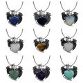 Gemstone Crystal Heart Aloy Wings Dragon y Pterosaur Stone Neclace Natural Quartz Dragon Charm Pendants Anniversary Anniversary Anniversary