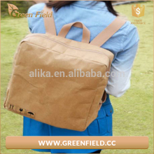 Kraft paper brown waterproof backpack college school student bag