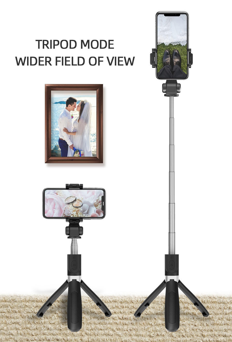 Selfie Stick Tripod With BT Wireless Remote Plastic Alloy Self Stick Phone Smartphone Selfie-stick