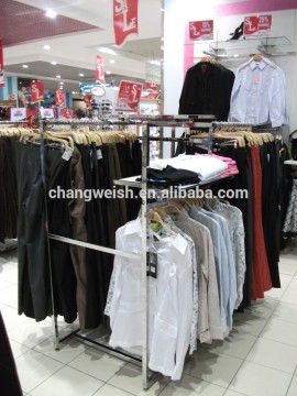 Chrome finished metal cloth display rack,chrome shop fitting