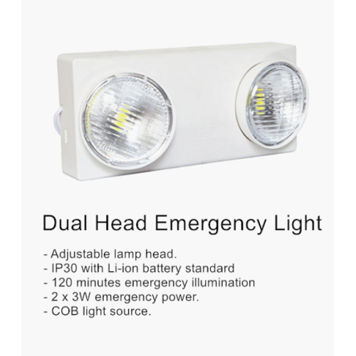 Luce di emergenza ricaricabile a LED doppie teste