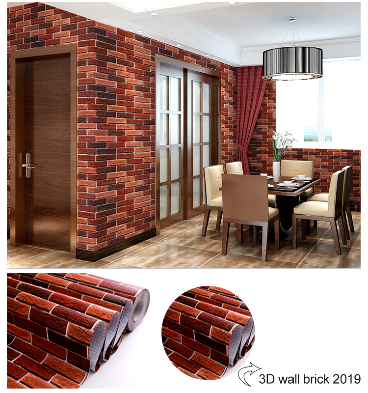 Wholesale Eco-friendly self adhesive 3d embossed brick wallpaper with cheap price for Leisure Facilities