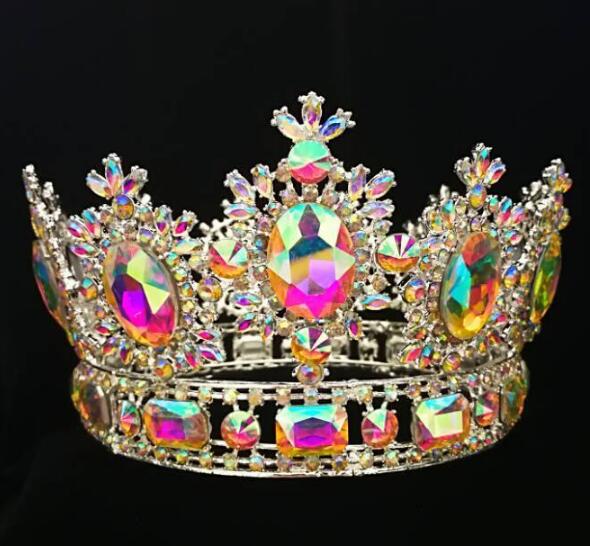 3.9 Inch Full AB Stone Round Rhinestone Tiara