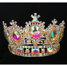 3.9 Inch Full AB Stone Round Rhinestone Tiara