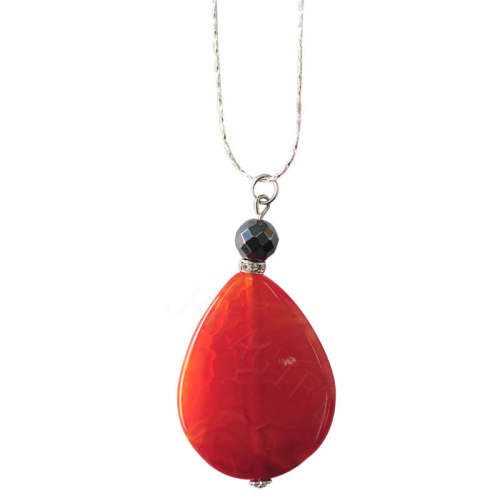 Natural Gemstone Agate Necklace with Silver Chain