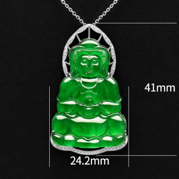Natural jadeite diamond guanyin buddha pendant