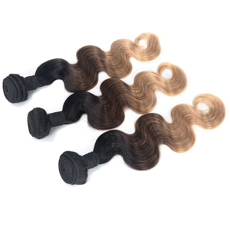 DropShipping Grade 10A Virgin Hair Weave Peruvian Hair Color 1B4/27 Body Wave Ombre Hair Extension.