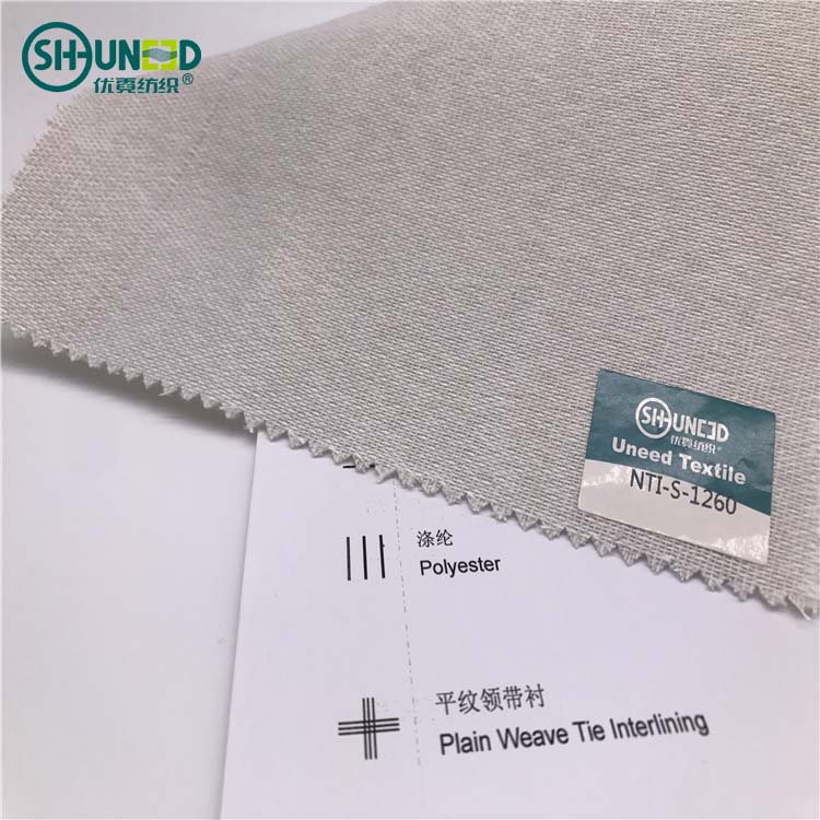 China wholesale 100% polyester wool single side brushed double side brushed plain weave woven precutting necktie tie interlining