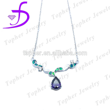 Wholesale Amethyst Charm Necklace Jewelry 925 Sterling Silver Charm Opal Necklace