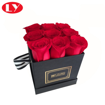 Paper Black Gift Boxes with Lid for Flowers