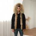 Mens Parka Jacket with Real Fur Hood Custom