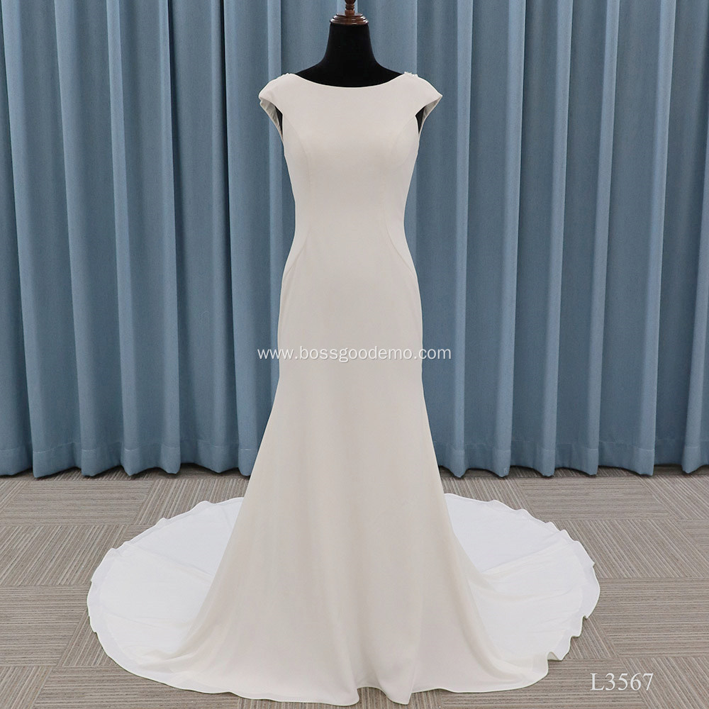 Simple new Sexy Africa mermaid bridal satin wedding dress modern plain