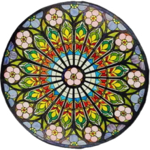 Mosaic Stained Glass Window: Art Glass Panel with Metal Frame
