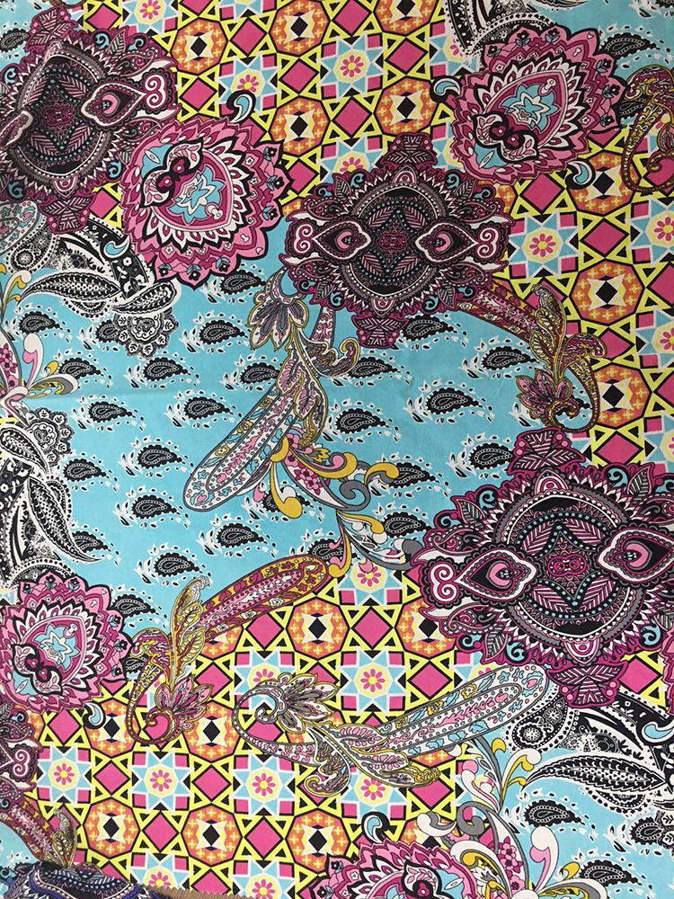 Paisley Design Rayon Poplin shuttle 45S Printing Fabric