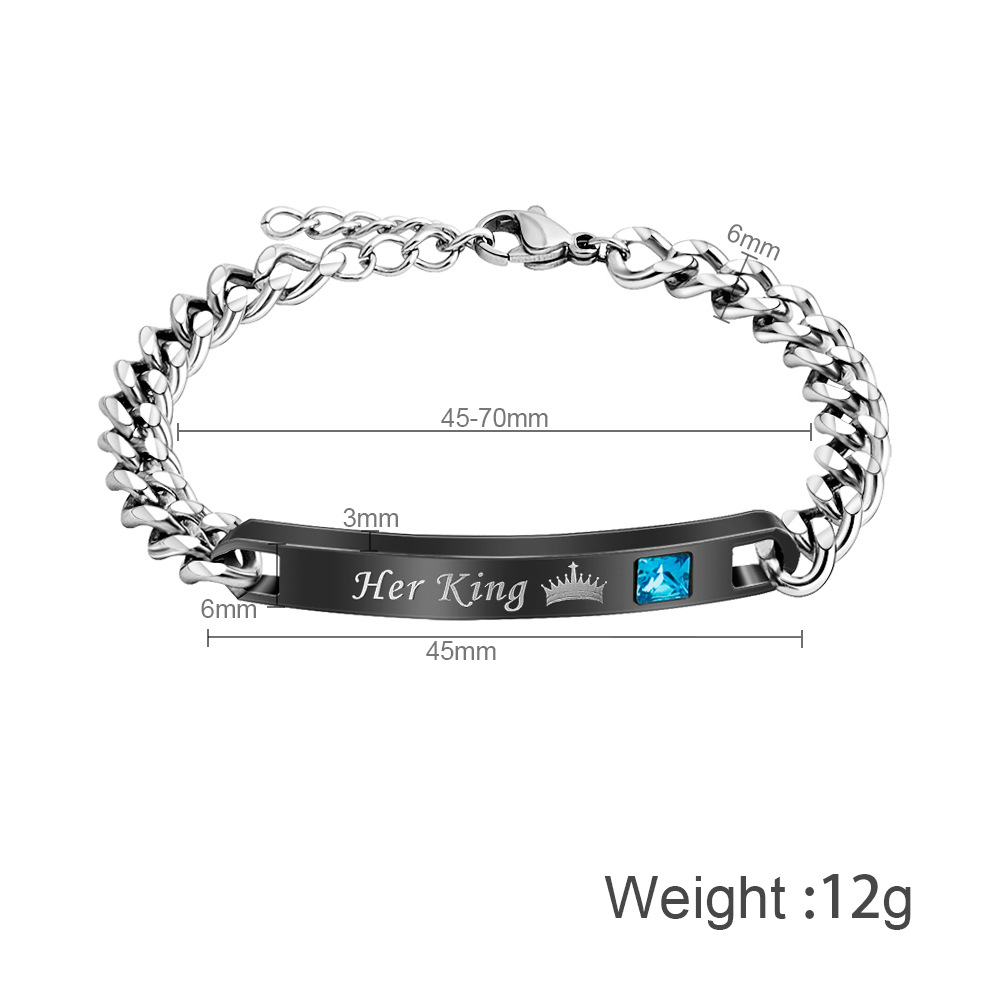 new style men's women's stainless steel bracelet,Her King His Queen bracelets jewelry gift for lover